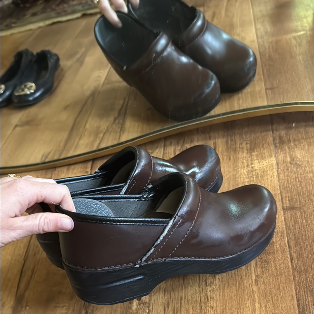 Brown Dansko Leather Clogs